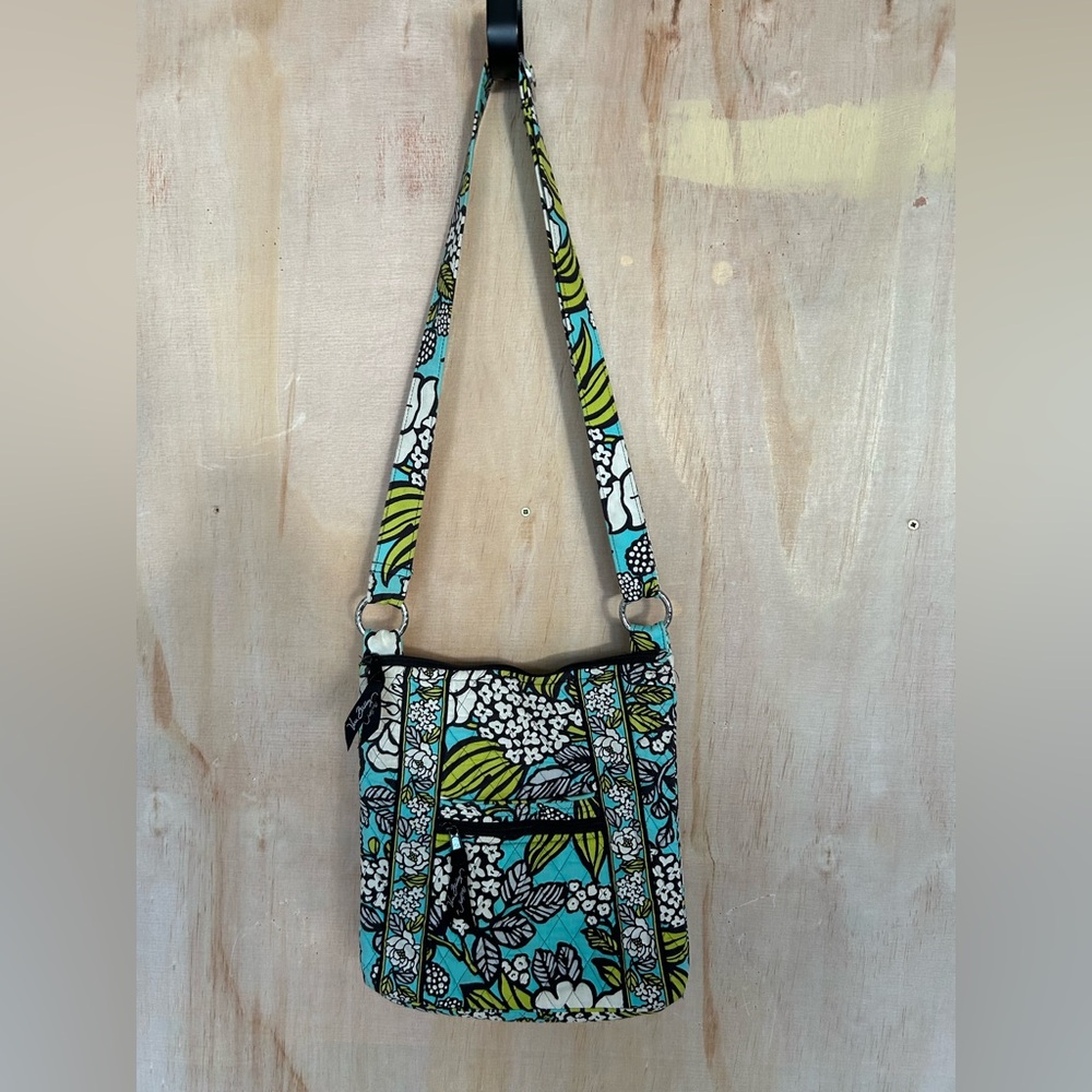 Vera Bradley Floral Crossbody in Teal and Lime